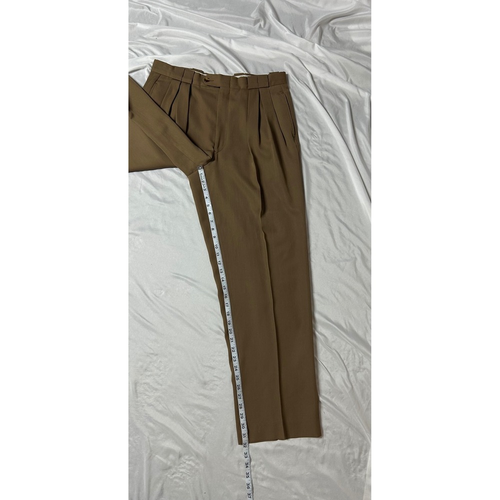 Vintage Bachrach Mens Brown Pleated Wool Dress Pants Made in USA Trousers 34x32 - Picture 15 of 16